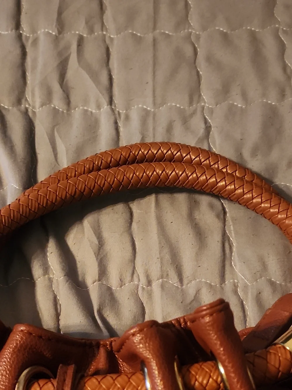 Michael Kors Cognac Leather Drawstring Tote with Braided Handle